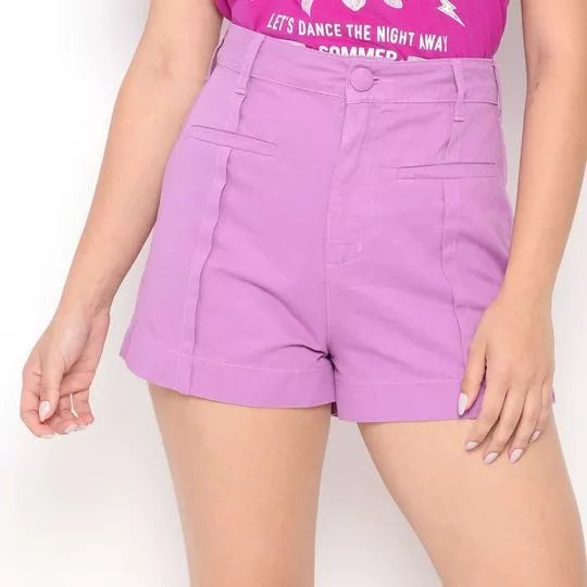 Short Em Sarja Com Recortes- Roxo- Sommer