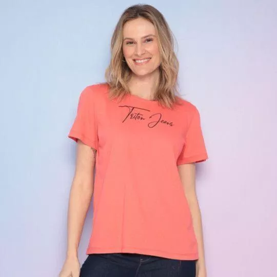 Camiseta Triton® Jeans®- Laranja Neon & Preta- Triton