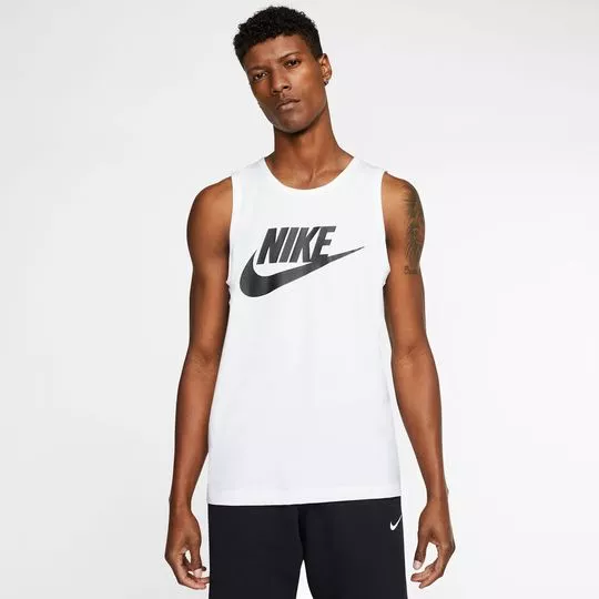 Camiseta Sem Manga M Nsw Tank Icon Futur- Branca & Preta- Nike