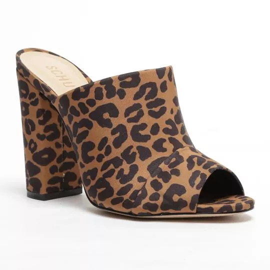 Tamanco Animal Print- Laranja Escuro & Preto- Schutz