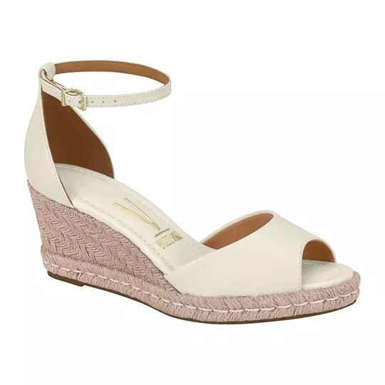 Sandália Plataforma Lisa - Off White - Salto: 6cm - Vizzano