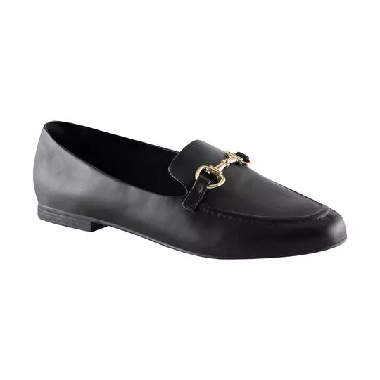 Loafer Com Aviamento - Preto - VIA UNO