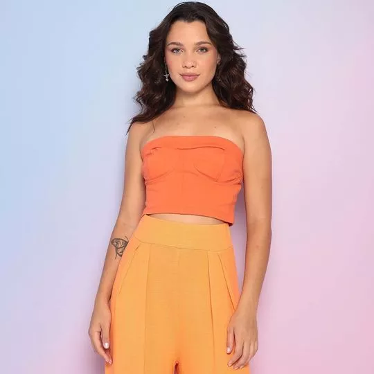 Cropped Com Recortes- Laranja- Sommer