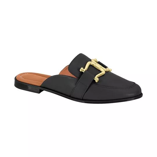 Mule Com Aviamentos- Preto & Dourado- Vizzano