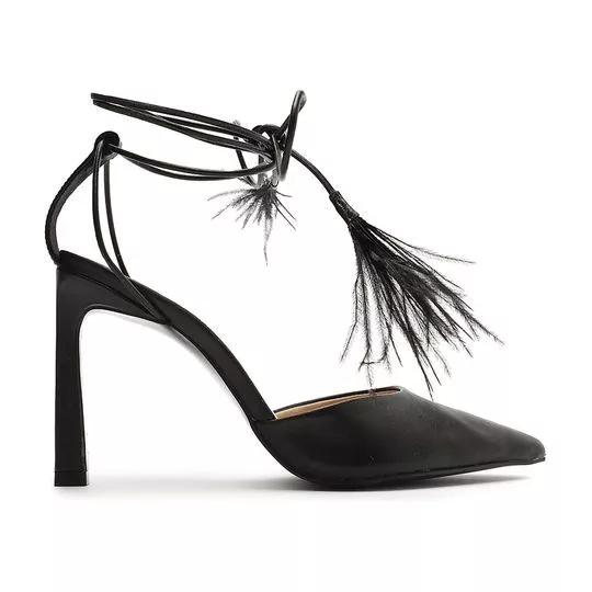 Slingback Com Amarração- Preto- Salto: 9,5cm- My Shoes