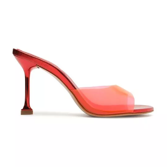 Tamanco Com Transparência- Laranja Neon- Salto: 9cm- Schutz