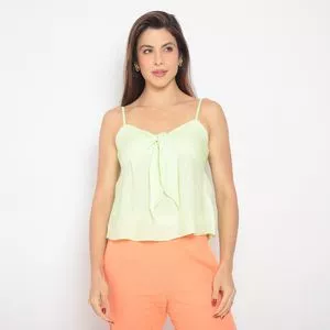 Blusa Com Amarração<br /> - Verde Limão<br /> - Cia. Marítima