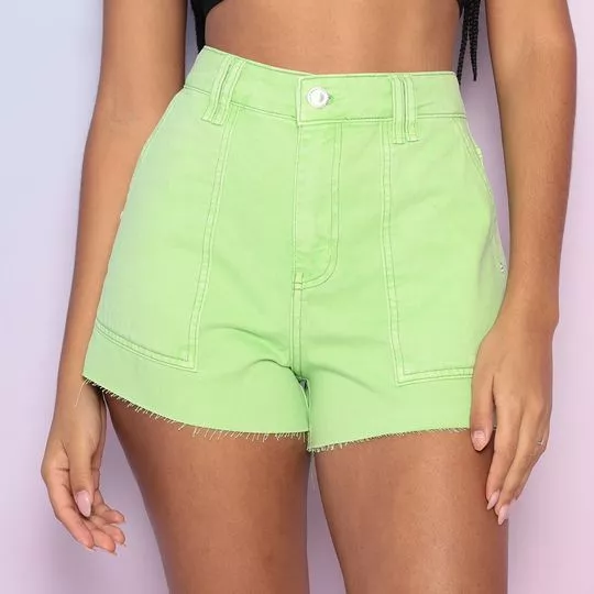 Short Em Sarja Com Recortes- Verde- Sommer