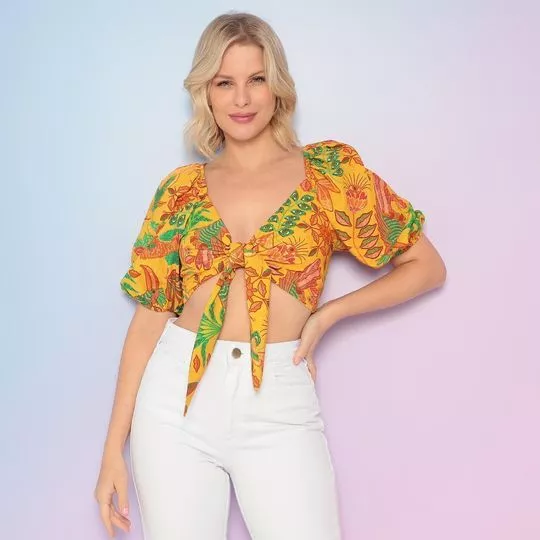 Cropped Com Amarração-  Amarelo & Verde- Colcci