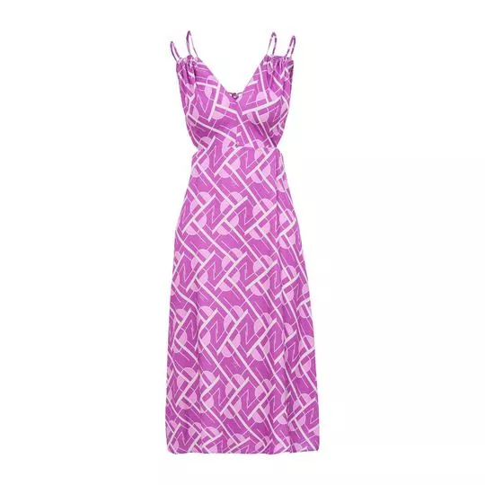 Vestido Abstrato-  Roxo & Cinza- Triton