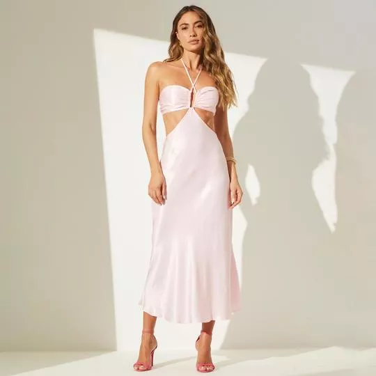 Vestido Midi Frente Única- Rosa Claro- Sommer