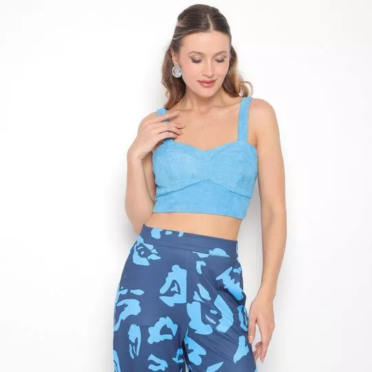 Cropped Canelado-  Azul Claro- ZINCO