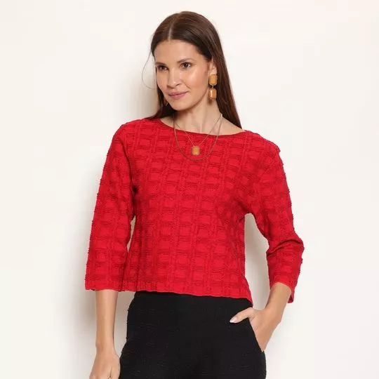 Cropped Em Tweed-  Vermelho- Viviane Furrier