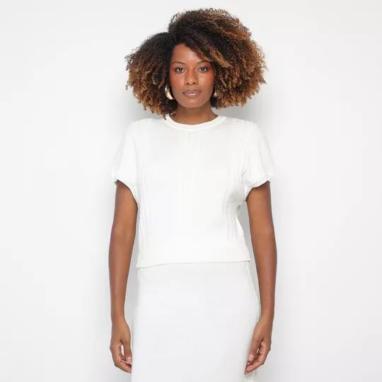 Blusa Em Tricô-  Off White- Viviane Furrier