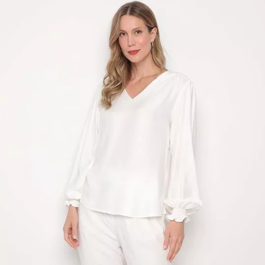 Blusa Texturizada-  Branca- VIP RESERVA