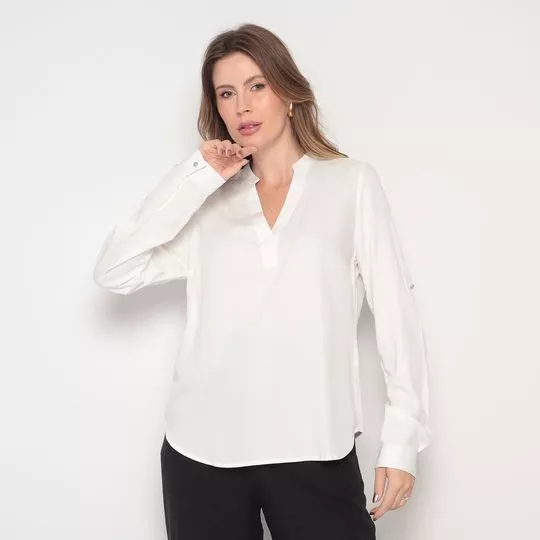 Blusa Com Recortes-  Off White- VIP RESERVA