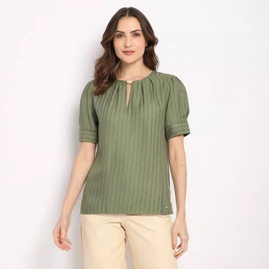 Blusa Com Aviamento-  Verde Oliva- VIP RESERVA