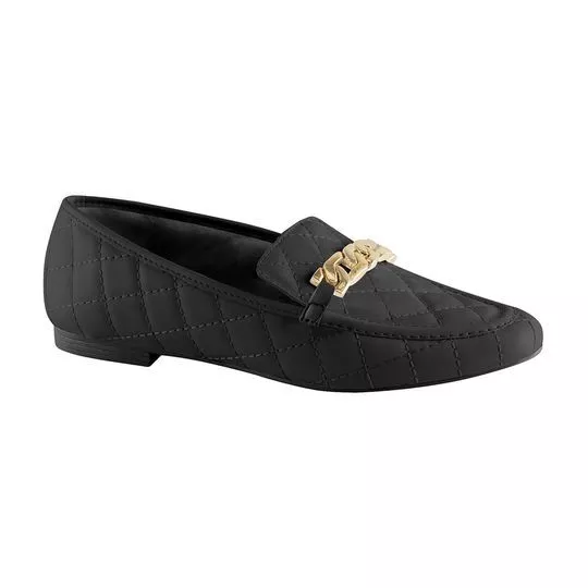 Loafer Em Matelassê-  Preto- VIA UNO