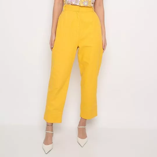 Calça Cenoura Com Bolsos-  Amarelo Escuro- Lança Perfume