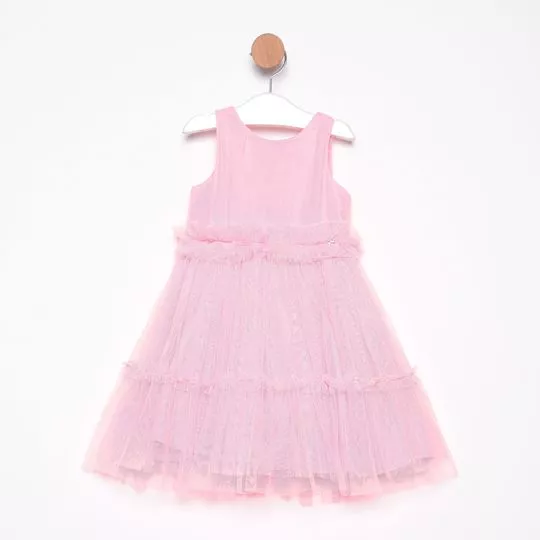 Vestido Com Babados-  Rosa- PETIT CHERIE