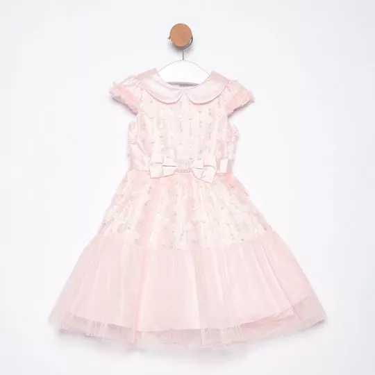 Vestido Com Laço-  Rosa Claro- PETIT CHERIE