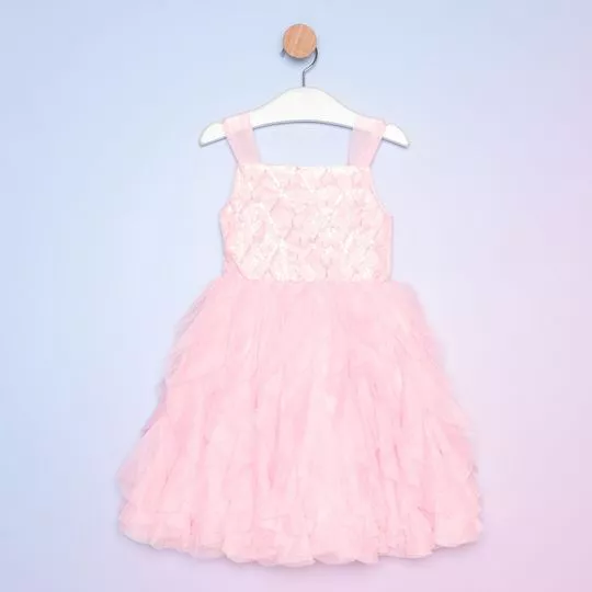 Vestido Com Lantejoulas-  Rosa Claro- PETIT CHERIE