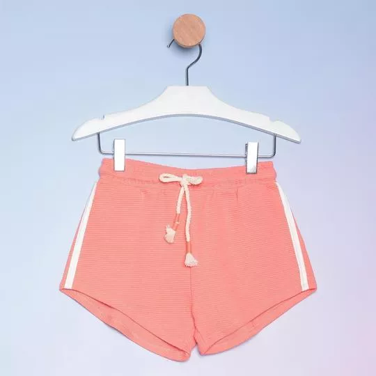 Short Canelado-  Laranja Claro & Off White- Hering Kids