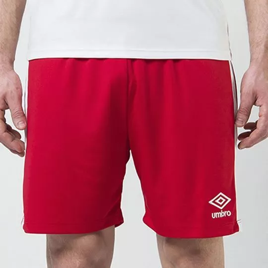 Calção Com Listra-  Vermelho & Branco- Umbro