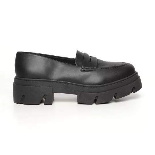 Loafer Meia Pata Tratorado-  Preto- VIA UNO