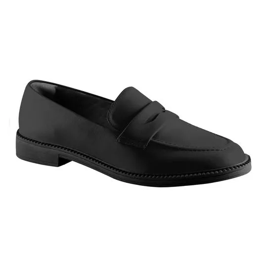 Loafer Em Couro-  Preto- VIA UNO