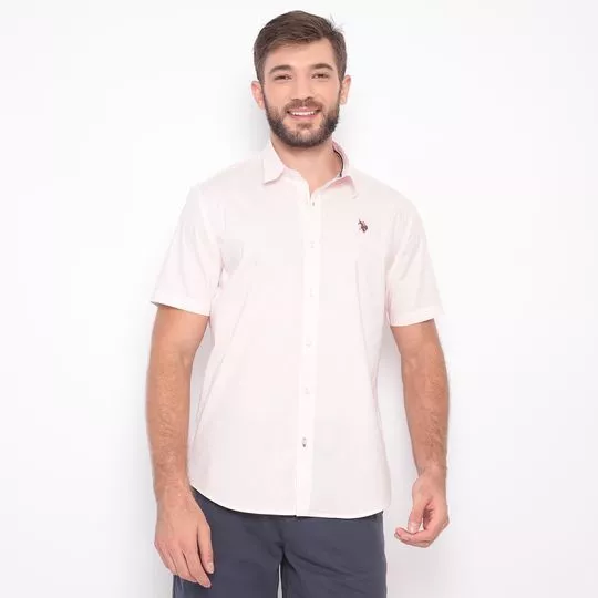 Camisa Regular Fit Com Bordado-  Rosa Claro- U.S. Polo Assn