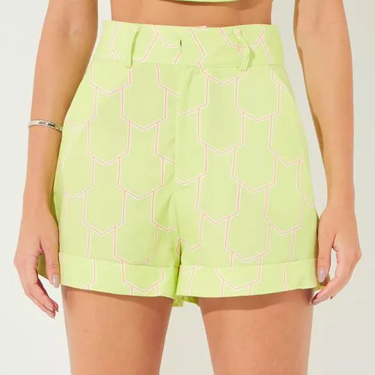 Short Abstrato- Verde Claro & Rosa- Sommer