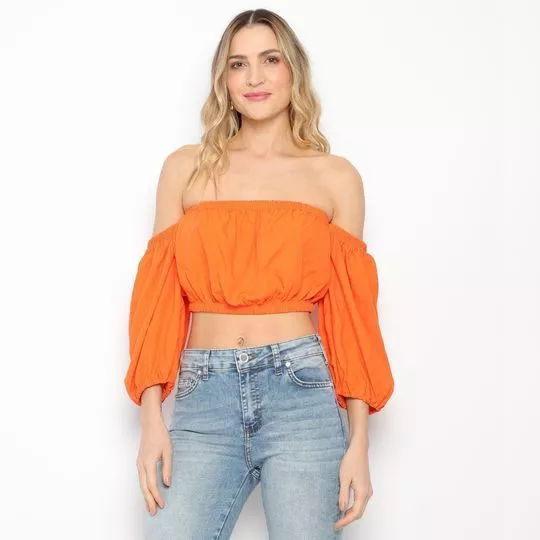 Cropped Ciganinha Com Franzidos- Laranja- Sommer