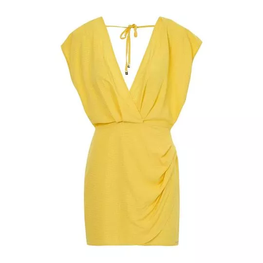 Vestido Com Drapeados- Amarelo- Triton