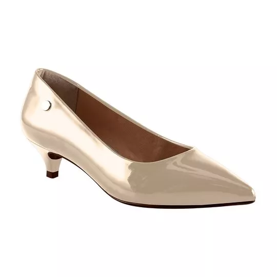 Scarpin Liso- Dourado- Salto: 4cm- VIA UNO