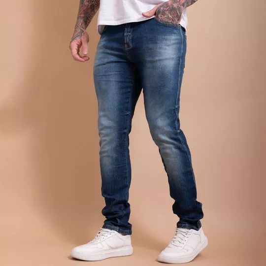 Calça Jeans Skinny Estonada- Azul Escuro- TXC BRAND