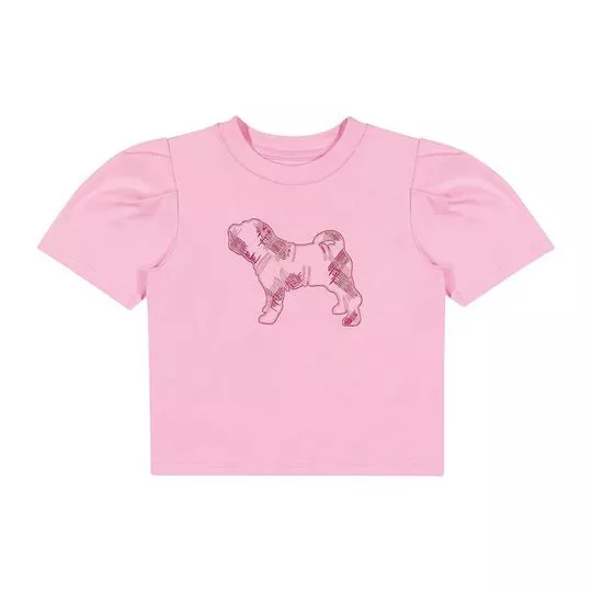 Blusa Cachorrinho- Rosa Claro & Bordô- Charpey