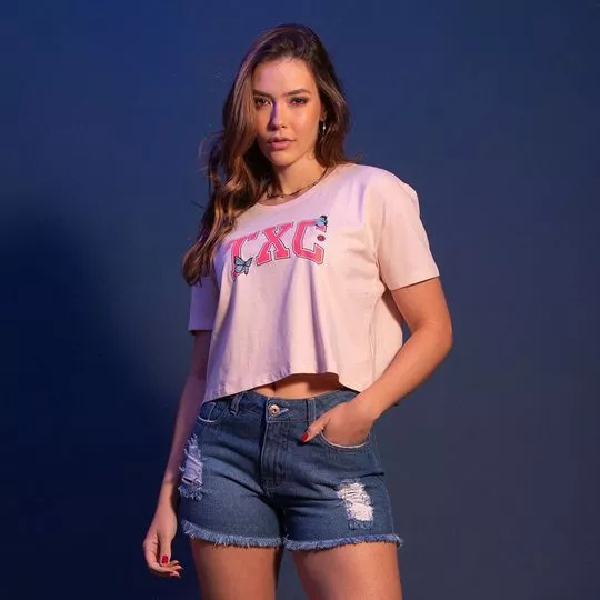 Cropped TXC® Borboletas- Rosa & Azul- TXC BRAND