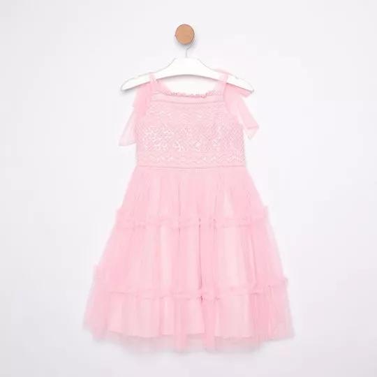 Vestido Com Paetês- Rosa- PETIT CHERIE