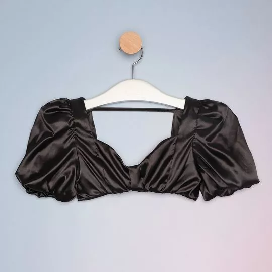 Cropped Com Franzidos- Preto- Vanilla Cream