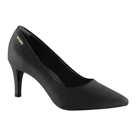 Scarpin Em Couro- Preto- Salto: 5cm- VIA UNO