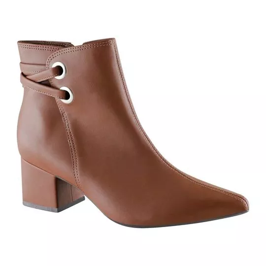 Bota Com Tira- Marrom- Salto: 6cm- VIA UNO