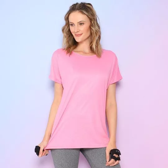 Blusa Alongada- Rosa- Verbo Fitness