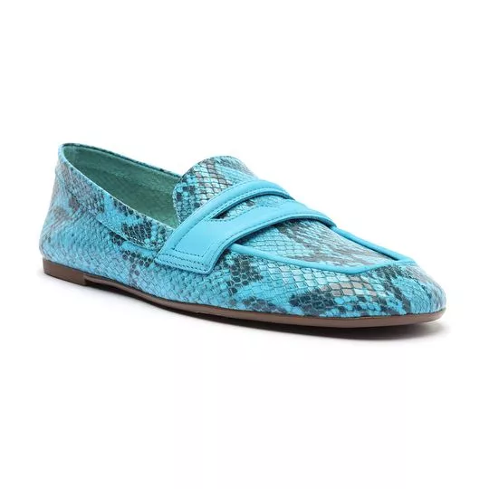 Loafer Animal Print- Azul Claro & Preto- Schutz