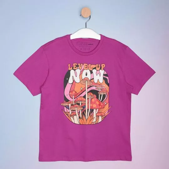 Camiseta Abstrata- Roxa & Laranja-Colcci