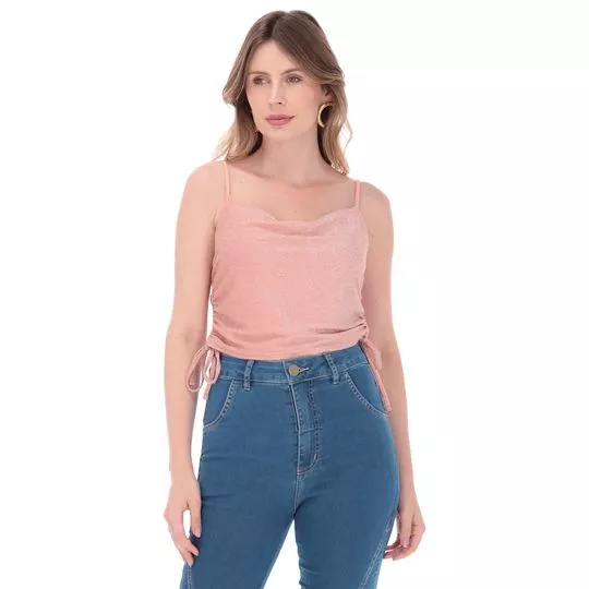 Cropped Com Amarração- Rosa Claro-ZINCO