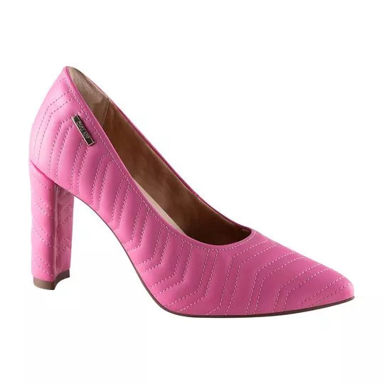 Scarpin Com Pespontos- Pink- Salto: 9cm-VIA UNO