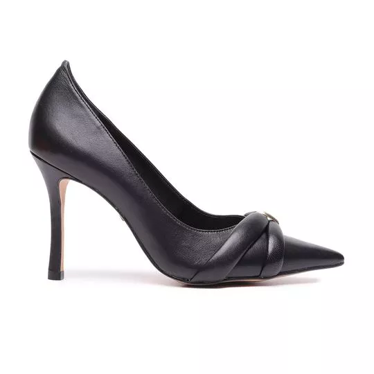 Scarpin Com Tiras- Preto- Salto: 9,5cm-Carrano