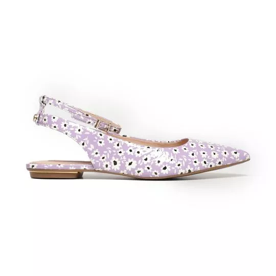 Slingback Em Couro- Lilás & Branco-Jorge Bischoff