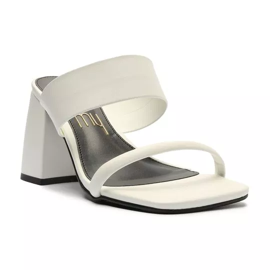 Tamanco Com Tiras- Off White- Salto: 9cm-My Shoes